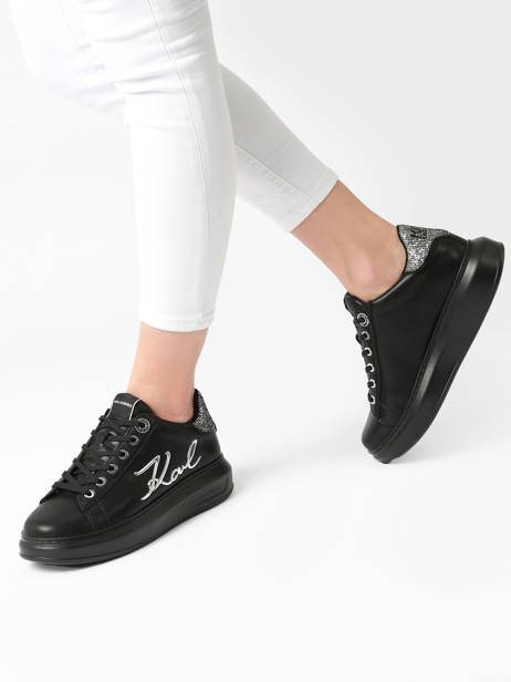 Sneakers Kapri Signature In Leather Karl lagerfeld Black women KL62510A other view 2
