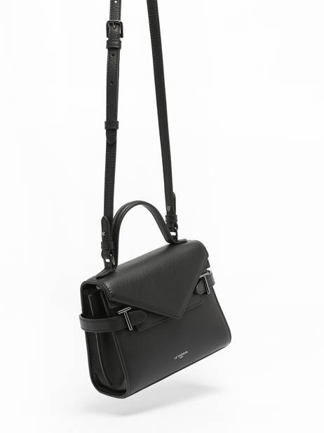 Sac Bandoulière S Double Rabat Emilie Cuir Grainé Le tanneur Noir emily TEMI1006 vue secondaire 2