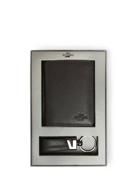 Coffret Cadeaux Portefeuille Et Porte-clefs Cuir Yves renard Marron foulonne 23419X