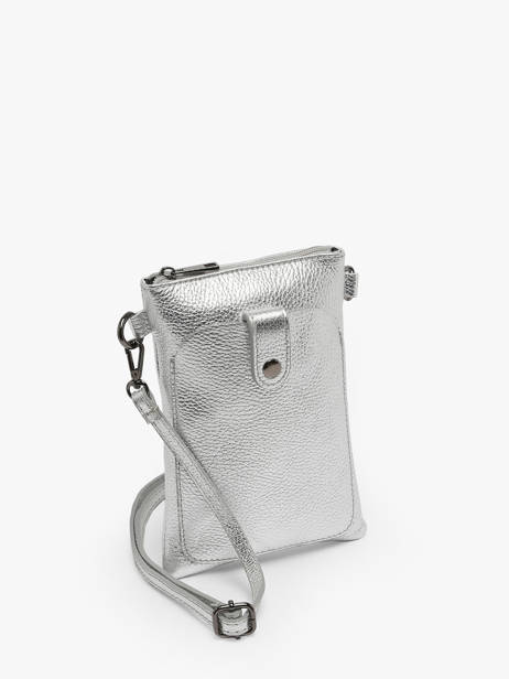 Leather Caviar Phone Bag Milano Silver caviar CA23061 other view 2