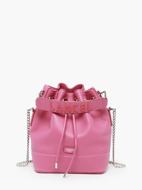 Small Leather Ninon Bucket Bag Lancel Pink ninon A11746
