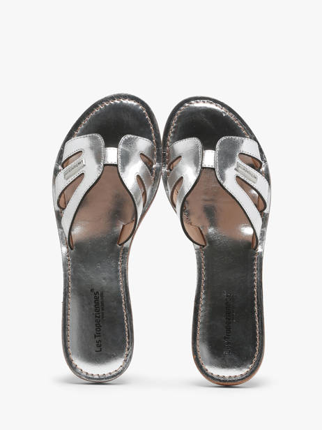 Slippers Damia In Leather Les tropeziennes Silver women DAMIA other view 3