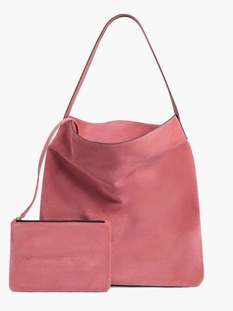 Sac Hobo Lady En Cuir Velours Gerard darel Rose folk G407