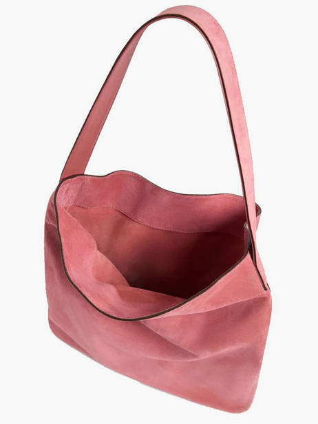 Sac Hobo Lady En Cuir Velours Gerard darel Rose folk G407 vue secondaire 3