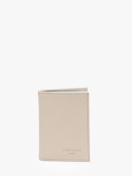 Card Holder Leather Hexagona Beige confort 461007