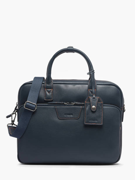Business Bag Foulonné Leather Etrier Blue foulonne EFOU8151 other view 1