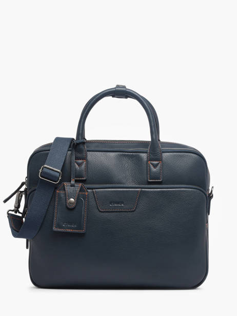 2-compartment Business Bag Foulonné Leather Etrier Blue foulonne EFOU8152