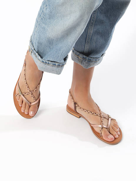 Flip Flops In Leather Les tropeziennes Brown women MONASTRE other view 2