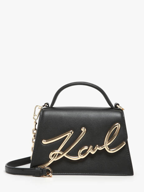 Sac BandouliÃ¨re K Signature Cuir Karl lagerfeld Noir k signature 240W3004