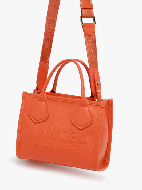 Small Leather Jour Tote Bag Lancel Orange jour A12995 other view 2