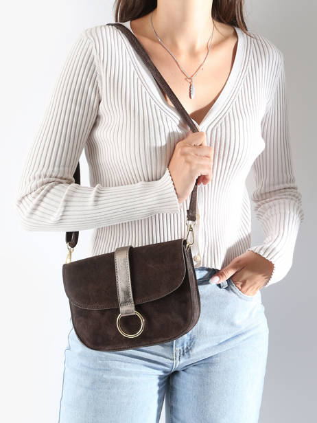 Leather Velvet Crossbody Bag Milano Brown velvet VE23112 other view 1