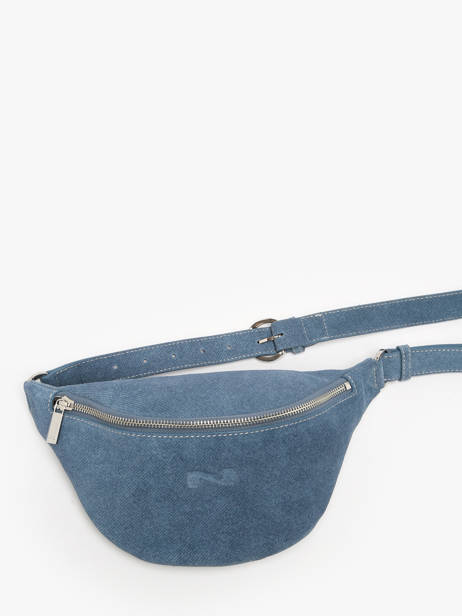 Leather Small Derby Denim Belt Bag Nathan baume Blue denim 1025D other view 2