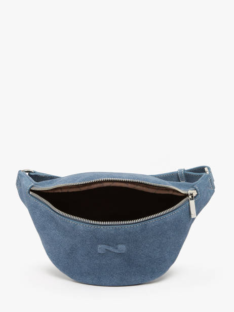 Sac Banane Small Derby Denim Cuir Nathan baume Bleu denim 1025D vue secondaire 3