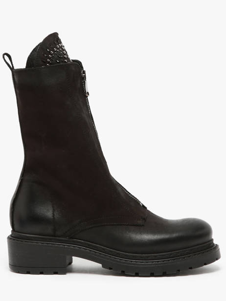 Boots Biker In Leather Metisse Black women MA1009