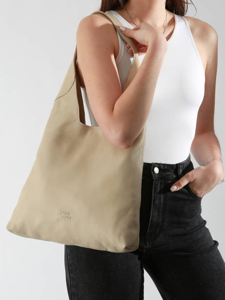 Sac Porté épaule Cow Cuir Basilic pepper Beige cow BCOW2M vue secondaire 1