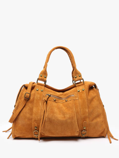 Sac PortÃ© Ã©paule A4 Velvet Cuir Milano Marron velvet VE24095