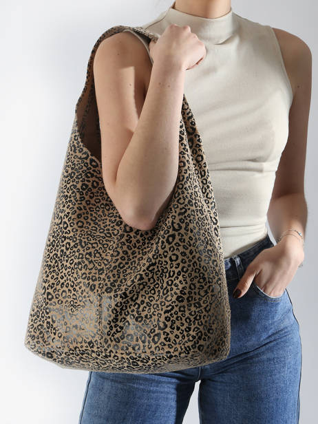 Shoulder Bag Velvet Leopardo Leather Milano Beige velvet leopardo VL24062 other view 1