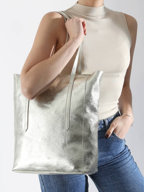 Sac Porté épaule A4 Nine Cuir Milano Argent nine NI24111 vue secondaire 1