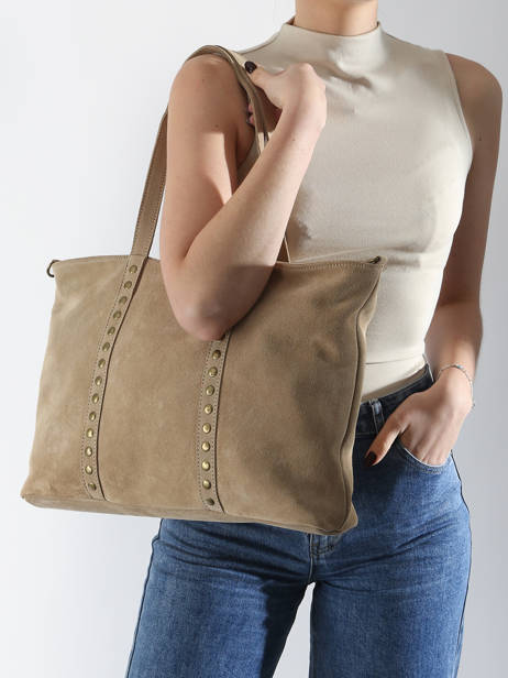 Shoulder Bag Velvet Leather Milano Beige velvet VE24113 other view 1