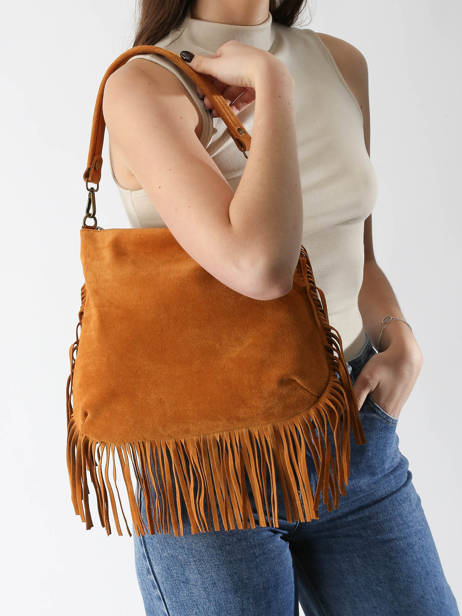 Sac BandouliÃ¨re Velvet Cuir Milano Marron velvet VE241117 vue secondaire 2