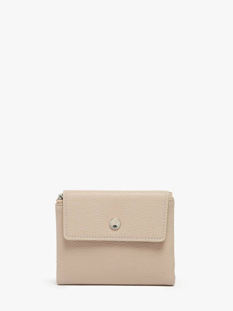 Coin Purse With Card Holder Grained Miniprix Beige grained F5019