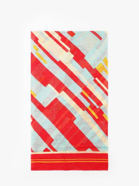 Foulard Red Stripes En Lin 100x100cm Biba Multicolore accessoires RI257A