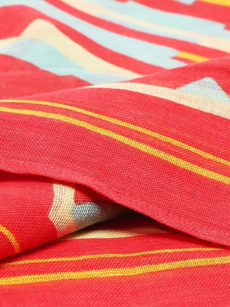 Foulard Red Stripes En Lin 100x100cm Biba Multicolore accessoires RI257A vue secondaire 1