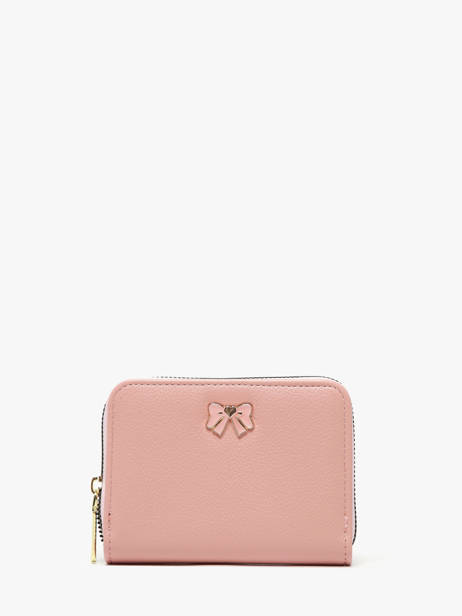 Porte-monnaie Button Miniprix Rose safiano 78SM2666
