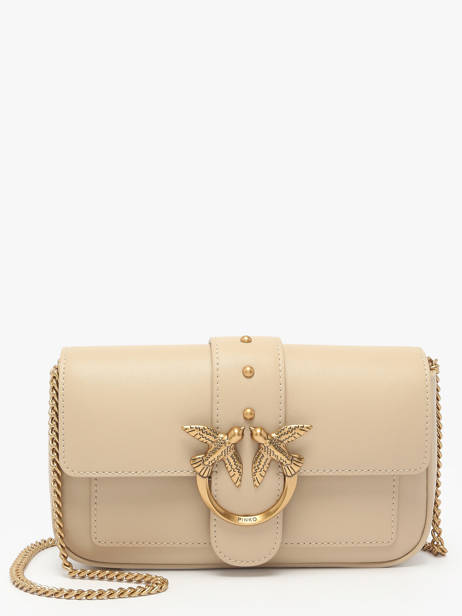 Sac Bandoulière Love Bag Icon Cuir Pinko Beige love bag icon A0F1