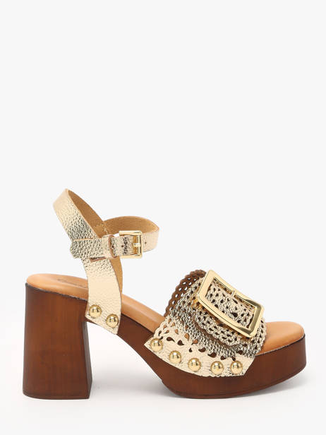 Heeled Sandals Sagonne In Leather Coco abricot Gold women V3123D