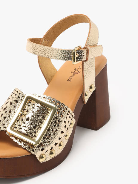 Heeled Sandals Sagonne In Leather Coco abricot Gold women V3123D other view 2