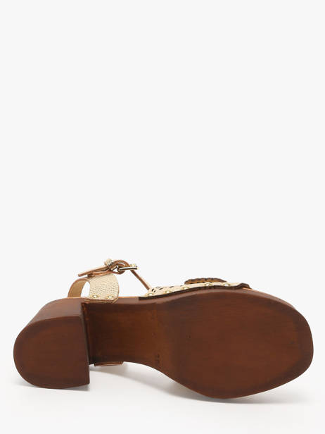 Heeled Sandals Sagonne In Leather Coco abricot Gold women V3123D other view 4