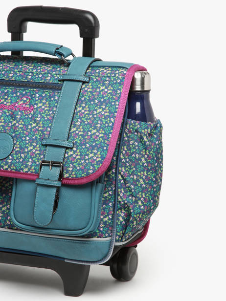 Cartable Ã  Roulettes 2 Compartiments Cameleon Bleu vintage fantasy PBVGCR38 vue secondaire 6