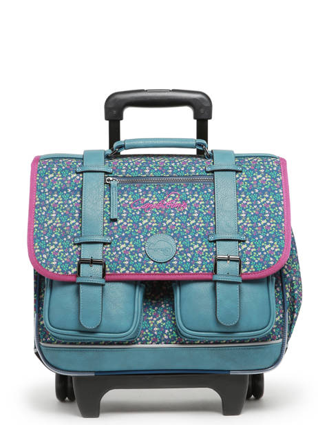 Cartable Ã  Roulettes 2 Compartiments Cameleon Bleu vintage fantasy PBVGCR38 vue secondaire 7