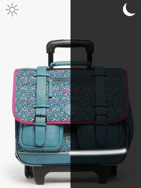 Cartable Ã  Roulettes 2 Compartiments Cameleon Bleu vintage fantasy PBVGCR38 vue secondaire 8