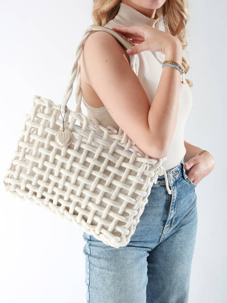 Sac à Main Crochet Le voyage en panier Beige crochet PM853 vue secondaire 1