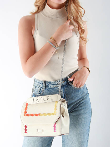 Sac BandouliÃ¨re Ninon Cuir Lancel Blanc ninon A13386 vue secondaire 1