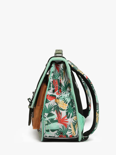 Wheeled Schoolbag 2 Compartments Cameleon Green vintage fantasy PBVGCA38 other view 2