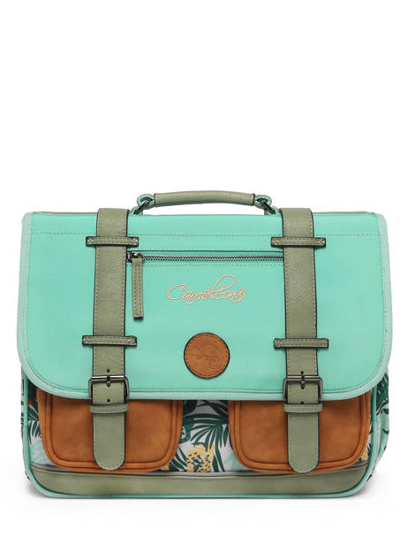 Wheeled Schoolbag 2 Compartments Cameleon Green vintage fantasy PBVGCA38 other view 6