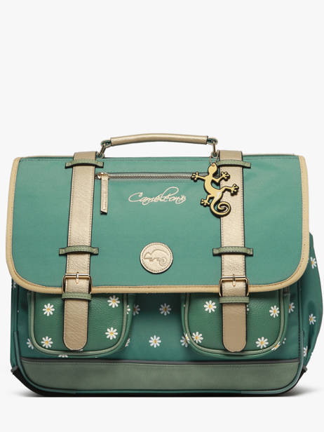 Satchel For Kids 3 Compartments Cameleon Green vintage fantasy CA41