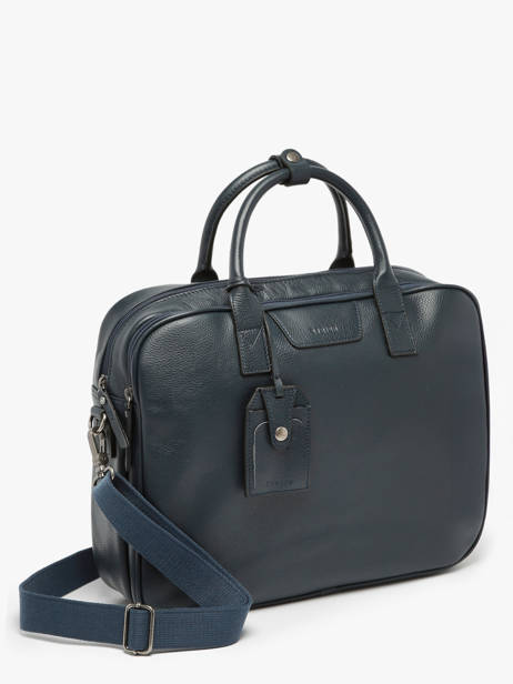 Leather Frandres Briefcase 2 Compartments Etrier Blue flandres EFLA8252 other view 2