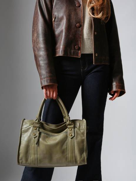 Sac PortÃ© Main Cow Cuir Basilic pepper Vert cow BCOW22 vue secondaire 1