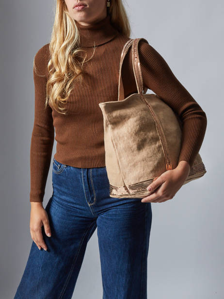 Medium Zipped Le Cabas Tote Bag Linen Sequins Vanessa bruno Beige cabas lin 31V40378 other view 1