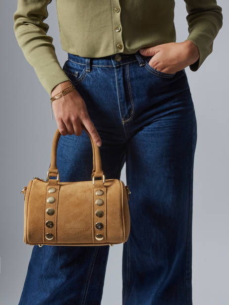 Handbag Velvet Leather Milano Brown velvet VE25066 other view 1