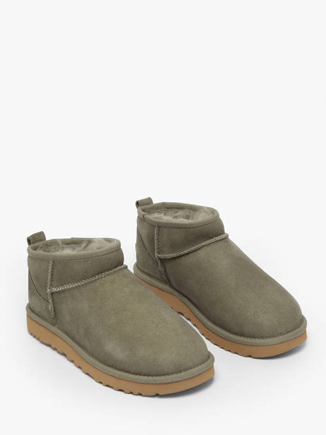Boots Classic Ultra Mini En Cuir Ugg Vert women 1116109 vue secondaire 2