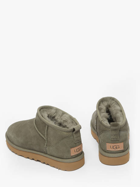 Boots Classic Ultra Mini En Cuir Ugg Vert women 1116109 vue secondaire 3
