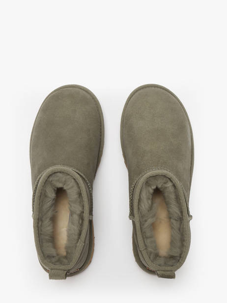Boots Classic Ultra Mini En Cuir Ugg Vert women 1116109 vue secondaire 4