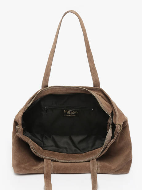 Shoulder Bag Velvet Leather Milano Beige velvet VE24113 other view 3