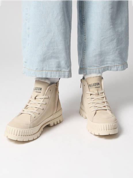 Boots In Leather Palladium Beige women 74353210 other view 1