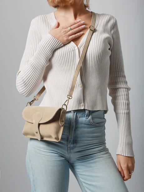 Shoulder Bag Velvet Leather Milano Beige velvet VE260612 other view 1